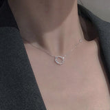 HuaTang Simple Design Hollow Square Pendant Necklace for Women Geometric Metal Clavicle Chain Female Summer Jewelry Accessories daiiibabyyy