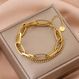 New Design Fashion Stainless Steel Link Chain Bracelets For Women Girl Men Gold Color Hiphop/Rock Adjustable Bracelet Jewelry daiiibabyyy