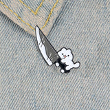 Creative Cartoon Exquisite Personality Fashion Cat Knife Funny Dagger Cat Brooch Clothing Cowboy All-match Badge For Men Women daiiibabyyy