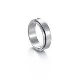 Custom  6mm/ 8mm Rotatable Basic Ring for Men Silver Color Stainless Steel Casual Male Anel Stylish Punk Spinner Jewelry daiiibabyyy