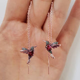 Huitan Cute Colorful Birdie Long Chain Women Dangle Earrings Dance Party Girl Fashion Accessories Delicate Little Bird Earrings daiiibabyyy