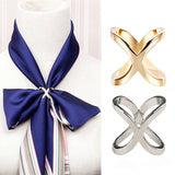 Fashion Simple Cross Scarf Clip X Shape Metal Brooches For Women Bow Scarves Buckle Holder Shawls Jewelry Accessories daiiibabyyy