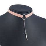 90'S Punk New Fashion 4 Colors Leather Choker Necklace Gold Color Geometry With Round Pendant Collar Necklace For Women Girls daiiibabyyy