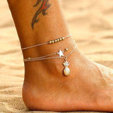 FAMSHIN 2021 Boho Anklets For Women Girls Stars Chains On Leg Bule Stone Leg Bracelet Summer Beach Accessories Barefoot Jewelry daiiibabyyy