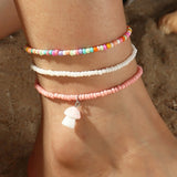 4PCS/SET Bohemian Color Multilayer Anklet Women Mixed Star Moon Cactus Lock Pendant Summer Beach Casual Jewelry Friendship Gift daiiibabyyy