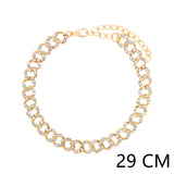 Punk Cuban Link Chain Rhinestone Anklet for Women Gold Silver Color Butterfly Crystal Anklet Bracelet on Leg Foot Jewelry daiiibabyyy