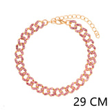 Punk Cuban Link Chain Rhinestone Anklet for Women Gold Silver Color Butterfly Crystal Anklet Bracelet on Leg Foot Jewelry daiiibabyyy