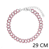 Punk Cuban Link Chain Rhinestone Anklet for Women Gold Silver Color Butterfly Crystal Anklet Bracelet on Leg Foot Jewelry