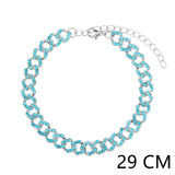 Punk Cuban Link Chain Rhinestone Anklet for Women Gold Silver Color Butterfly Crystal Anklet Bracelet on Leg Foot Jewelry daiiibabyyy