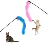 Pet Cat Teasing Stick Pompom Feather Accessories Funny Kitten Interactive Toys For Household Animals Cats Entertainment daiiibabyyy