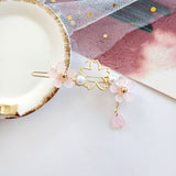 Japan Cherry Blossoms Hairpins for Women Girls Gold Simple Imitation Pearl Sweet Pink Flower Metal Hair Clip Jewelry Accessories daiiibabyyy