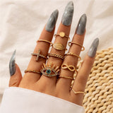 Women's Boho Charm Gold Star Knuckle Rings Set Crystal Star Crescent Geometric Female Finger Rings Bohemia Jewelry Gifts daiiibabyyy