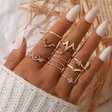 Women's Boho Charm Gold Star Knuckle Rings Set Crystal Star Crescent Geometric Female Finger Rings Bohemia Jewelry Gifts daiiibabyyy