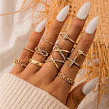 Women's Boho Charm Gold Star Knuckle Rings Set Crystal Star Crescent Geometric Female Finger Rings Bohemia Jewelry Gifts daiiibabyyy