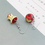 Cute apple fruit shaped earrings interesting sweet novelty high quality female asymmetric resin earrings jewelry