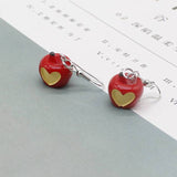 Cute apple fruit shaped earrings interesting sweet novelty high quality female asymmetric resin earrings jewelry daiiibabyyy