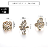 Tocona Vintage Gold Rings Sets for Women Cross Shell Starfish Clear Crytal Stone Geometric Wedding Ring Jewelry daiiibabyyy