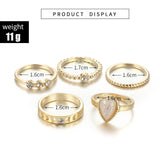 Tocona Vintage Gold Rings Sets for Women Cross Shell Starfish Clear Crytal Stone Geometric Wedding Ring Jewelry daiiibabyyy