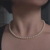 Vintage Style Simple 6MM Pearl Chain Choker Necklace For Women Wedding Love Shell Pendant Necklace Fashion Jewelry daiiibabyyy