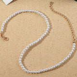 Vintage Style Simple 6MM Pearl Chain Choker Necklace For Women Wedding Love Shell Pendant Necklace Fashion Jewelry daiiibabyyy