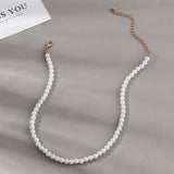 Vintage Style Simple 6MM Pearl Chain Choker Necklace For Women Wedding Love Shell Pendant Necklace Fashion Jewelry daiiibabyyy