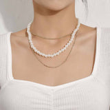 Vintage Style Simple 6MM Pearl Chain Choker Necklace For Women Wedding Love Shell Pendant Necklace Fashion Jewelry daiiibabyyy