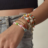 DIEZI Ethnic Multilayer Multicolor Acrylic Beads Bracelets For Women Handmade Flower Heart Rope Bracelet Sets Bohemian Jewelry daiiibabyyy