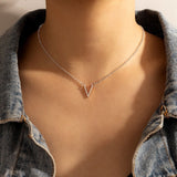 HuaTang Simple Design Hollow Square Pendant Necklace for Women Geometric Metal Clavicle Chain Female Summer Jewelry Accessories daiiibabyyy