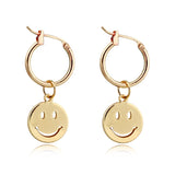 Funny Smile Face Hoop Earrings Pendant For Women Gold Alloy Geometric Carving Earring Jewelry Accessory Statement Gifts daiiibabyyy