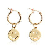 Funny Smile Face Hoop Earrings Pendant For Women Gold Alloy Geometric Carving Earring Jewelry Accessory Statement Gifts daiiibabyyy