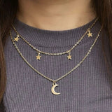 Boho Simple Moon Star Heart Pendant Necklace Women's Retro Sequin Coin Short Clavicle Necklaces Glamour Girl Lover Jewelry Gift daiiibabyyy