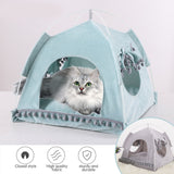 Summer Cat Tent Pet Tent House Floral Breathable Soft Fabric Pets Nest Bed Foldable Suitable Kitten Sleeping Bed Cave Dog Kennel