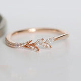 Chic Leaf Shape Tail Ring for Ladies Anniversary Jewelry Gift Wedding Party Gold Silver Rhinestone Inlayed Finger Rings Gifts daiiibabyyy