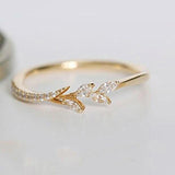 Chic Leaf Shape Tail Ring for Ladies Anniversary Jewelry Gift Wedding Party Gold Silver Rhinestone Inlayed Finger Rings Gifts daiiibabyyy