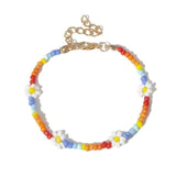 HangZhi  New Korean Cute Flowers Daisy Bracelets Transparent Colorful Beaded Handmade Elastic Wristband for Women Jewelry daiiibabyyy