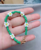 HangZhi  New Korean Cute Flowers Daisy Bracelets Transparent Colorful Beaded Handmade Elastic Wristband for Women Jewelry daiiibabyyy