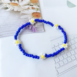 HangZhi  New Korean Cute Flowers Daisy Bracelets Transparent Colorful Beaded Handmade Elastic Wristband for Women Jewelry daiiibabyyy