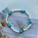 HangZhi  New Korean Cute Flowers Daisy Bracelets Transparent Colorful Beaded Handmade Elastic Wristband for Women Jewelry daiiibabyyy