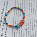 HangZhi  New Korean Cute Flowers Daisy Bracelets Transparent Colorful Beaded Handmade Elastic Wristband for Women Jewelry daiiibabyyy