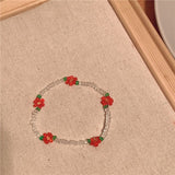 HangZhi  New Korean Cute Flowers Daisy Bracelets Transparent Colorful Beaded Handmade Elastic Wristband for Women Jewelry daiiibabyyy