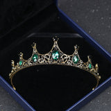 Vintage Headwear Green/Red Rose Crystal Crown Elegant Hairband Tiara Bridal Party Jewelry Wedding Hair Accessories daiiibabyyy