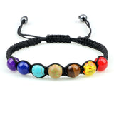 Charm 7 Chakra Braided Bracelet Ajustable Lava Tiger Eye Natural Stone Beads Bracelet Women Yoga Healing Bangle Jewelry Gift New daiiibabyyy