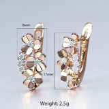 New Vintage Cut Out Flower Square Drop Earrings Natural Cubic Zircon Stone for Women 585 Rose White Gold Stud Earring 2021 Trend daiiibabyyy