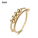 Fidget Beads Fidget Ring Spinner Single Coil Spiral Fidget Ring Beads Rotate Freely Anti Stress Anxiety Ring Toy For Girl Women daiiibabyyy