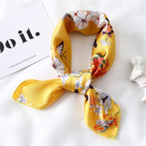 Women Small Satin Silk Scarf Square Print Wrap Foulard Femme Handkerchief Bandana Neck Hair Skinny Tie Scarves Shawls daiiibabyyy