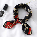 Women Small Satin Silk Scarf Square Print Wrap Foulard Femme Handkerchief Bandana Neck Hair Skinny Tie Scarves Shawls daiiibabyyy