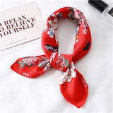 Women Small Satin Silk Scarf Square Print Wrap Foulard Femme Handkerchief Bandana Neck Hair Skinny Tie Scarves Shawls daiiibabyyy