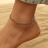 Bohemia Simple Metal Beads Anklet For Women Cotton Tape Bracelet on the Leg Strap Girls Summer Anklets Foot Jewelry