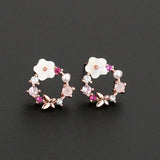 New Korea Sweet Cute Flower Crystal Temperament Geometric Shiny Zircon Earrings Statement Earrings for Women Girl Pendientes daiiibabyyy