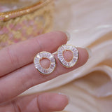 New Korea Sweet Cute Flower Crystal Temperament Geometric Shiny Zircon Earrings Statement Earrings for Women Girl Pendientes daiiibabyyy